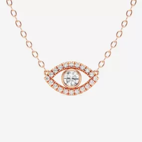 0.35 TCW Round Moissanite Diamond Evil Eye Necklace