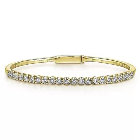 0.94ctw Tiger Claw Prong Diamond Bangle, 6.25" - Yellow Gold