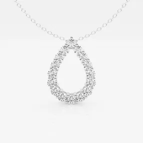 1.0 TCW Round Moissanite Diamond Pear Shape Pendant Necklace