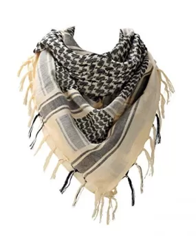 100 percent Cotton Military Shemagh Arab Tactical Desert Keffiyeh Thickened Scarf Wrap for Women and Men, Beige, One Size