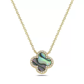 14k Abalone Clover Necklace