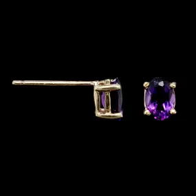 14K Yellow Gold Estate Amethyst Studs