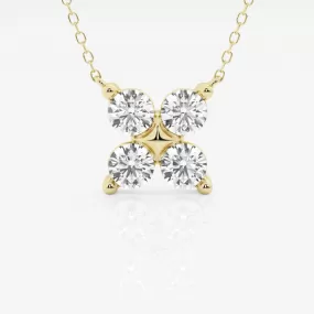 1.50 TCW Round Moissanite Diamond Clover Shape Necklace