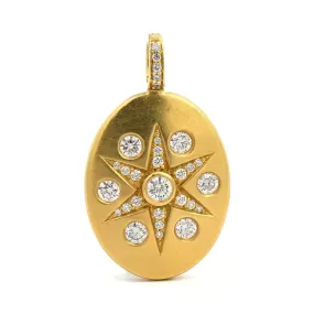 18K Yellow Gold Oval Medallion Diamond Pendant