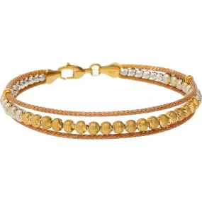 22K Multitone Gold Antique Beaded Bangle