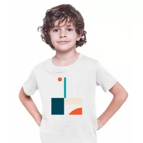 Basic Shapes Art Print T-Shirt Abstract Design Short Sleeve Round Neck Funny T-shirt for Kids