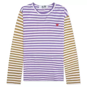 Bi-Color Stripe T-Shirt - Purple/Olive