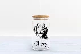 customizable Doggy glass.  Dog Mom, Dog Dad.  perfect Dog lovers gift. Beer can Glass. Sublimated glass can with bamboo lid and glass straw.