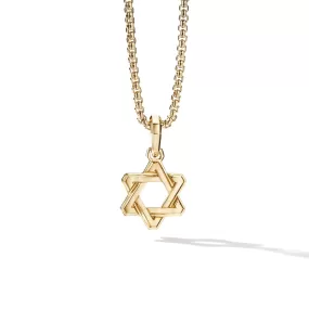 Deco Star of David Pendant in 18K Yellow Gold, 24mm