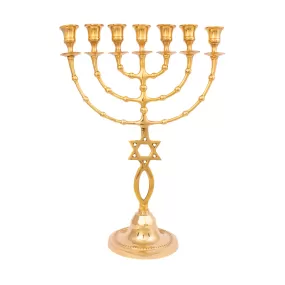 Jewish Messianic Gold Temple Menorah Gold Plated 15.5″ / 40 cm