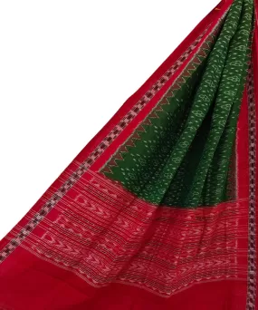 Olive green red handloom cotton sambalpuri dupatta