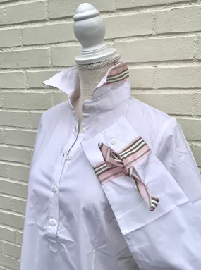 Sandy Popover Stripe Ribbon Tie Tunic (TP18)