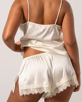 Silk Lace Shorts Cream