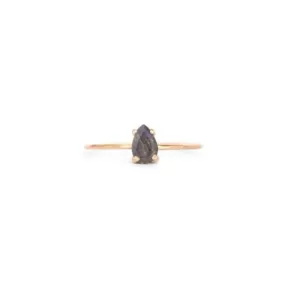 Tiny Pear Ring Labradorite, 9ct Gold