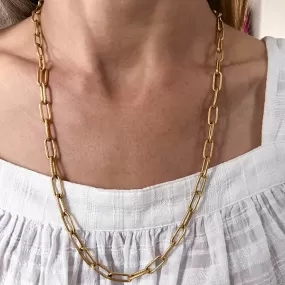 Vintage Oval Textured Link Chain Necklace